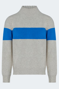 One Stripe Turtleneck Jumper in Buff Sky