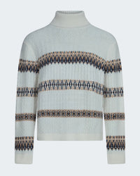 Snowflake Cable Roll Collar in Angel New Navy Earth Yellow