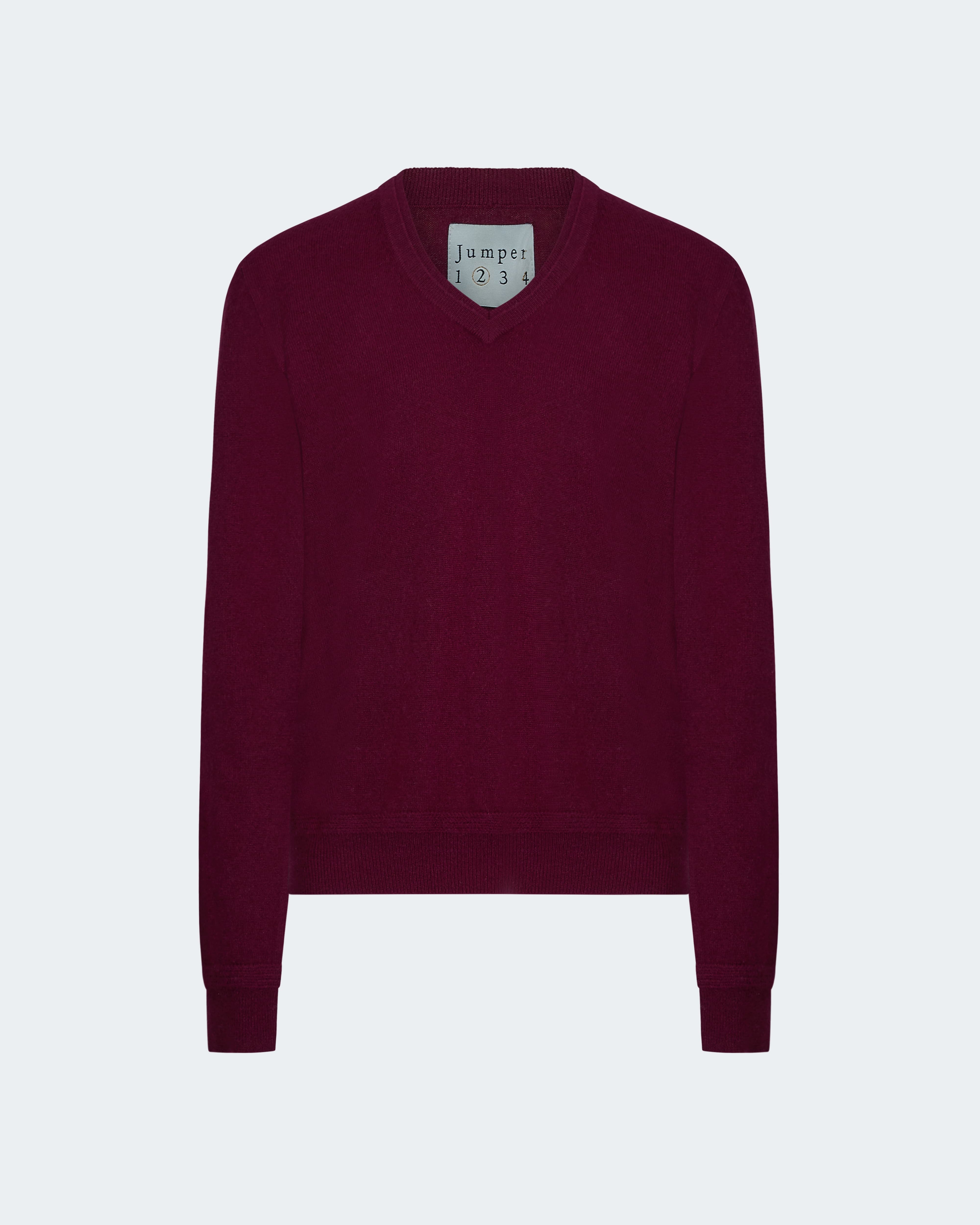 Double V-Neck Sweater in Burgundy