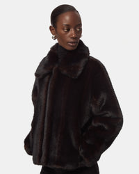 Elis Shaved Mink Coat in Noir Multi