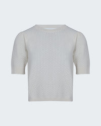 Gathered Honeycomb Sweater in Cream