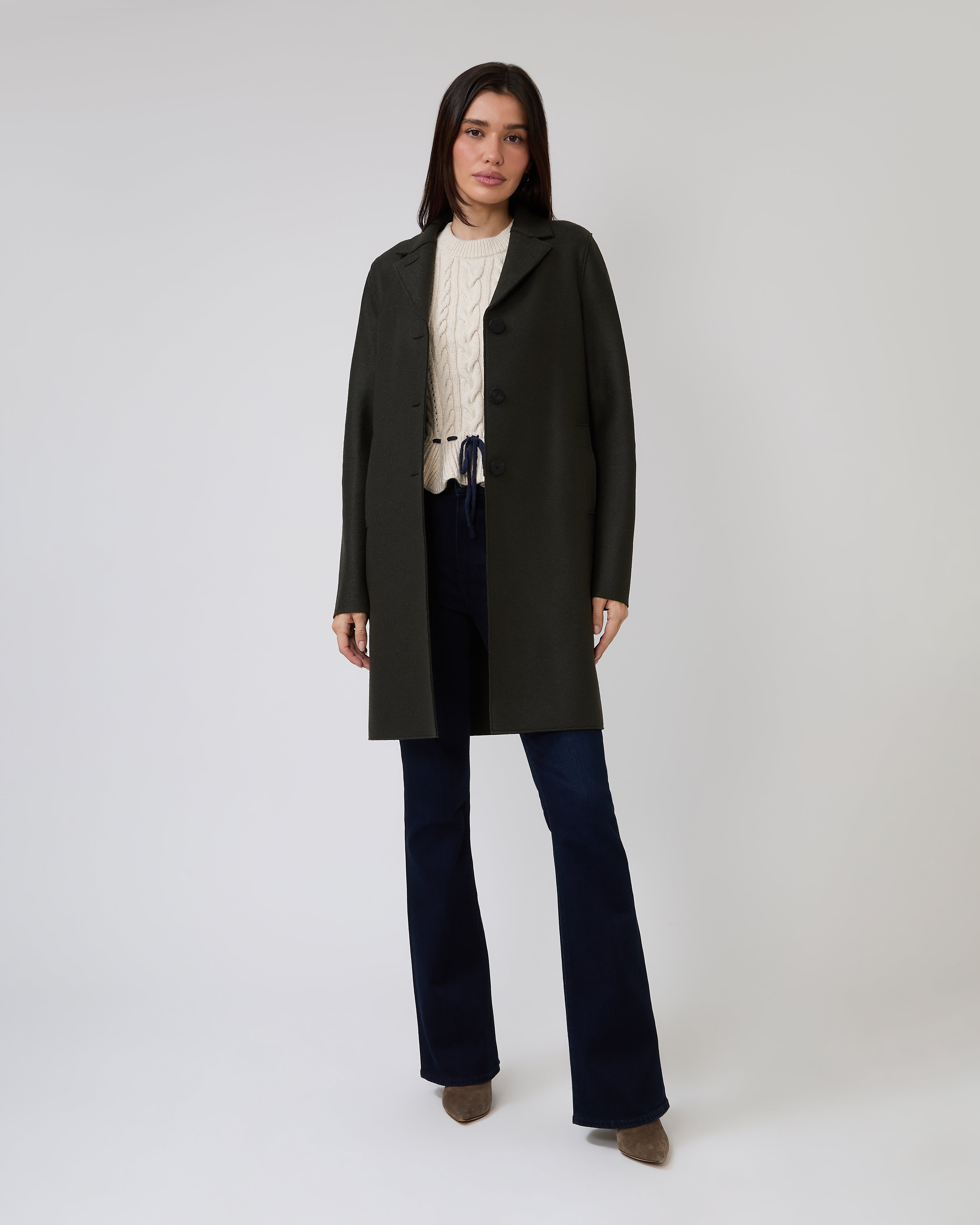 Boxy Coat in Dark Khaki