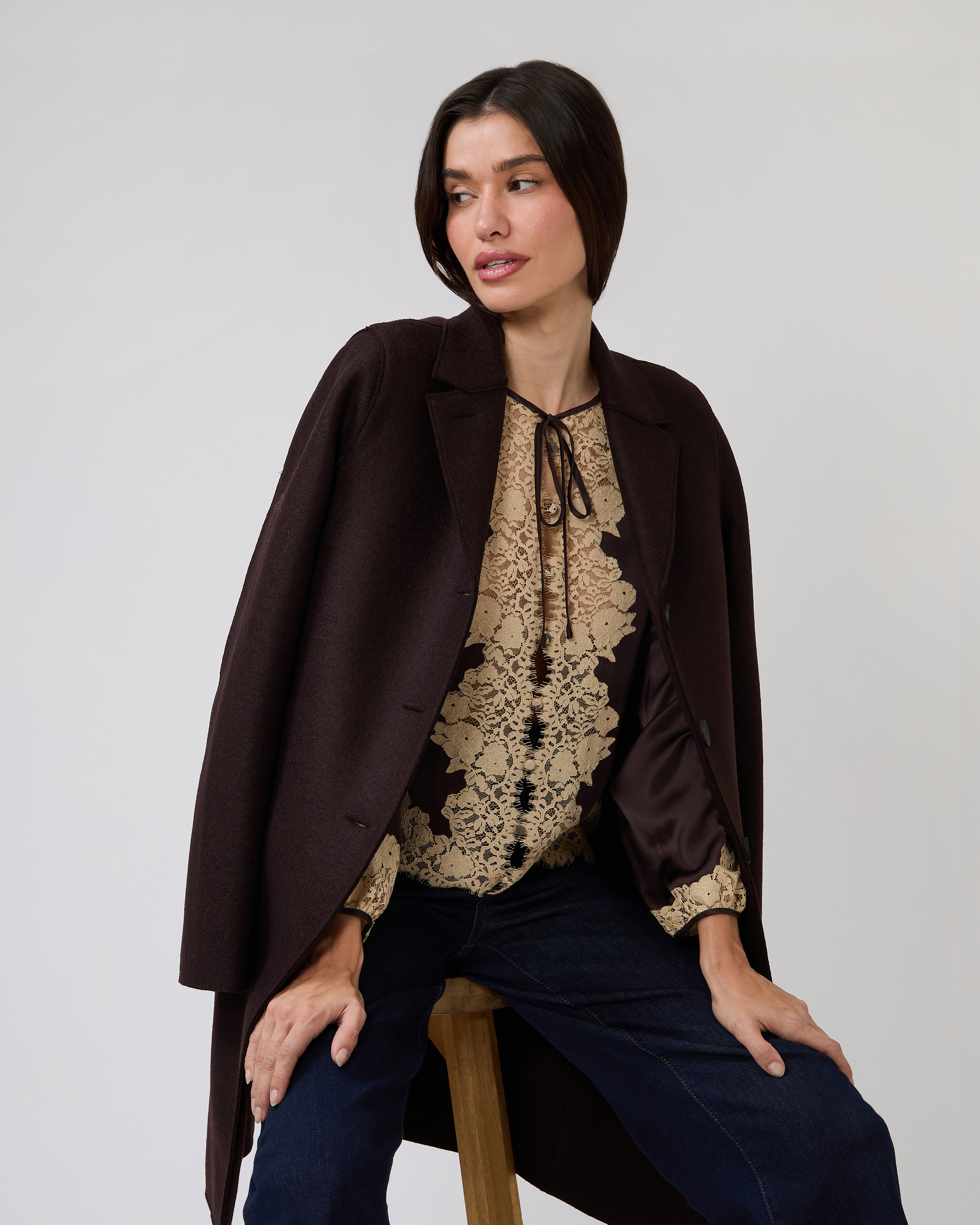 Boxy Coat in Bordeaux