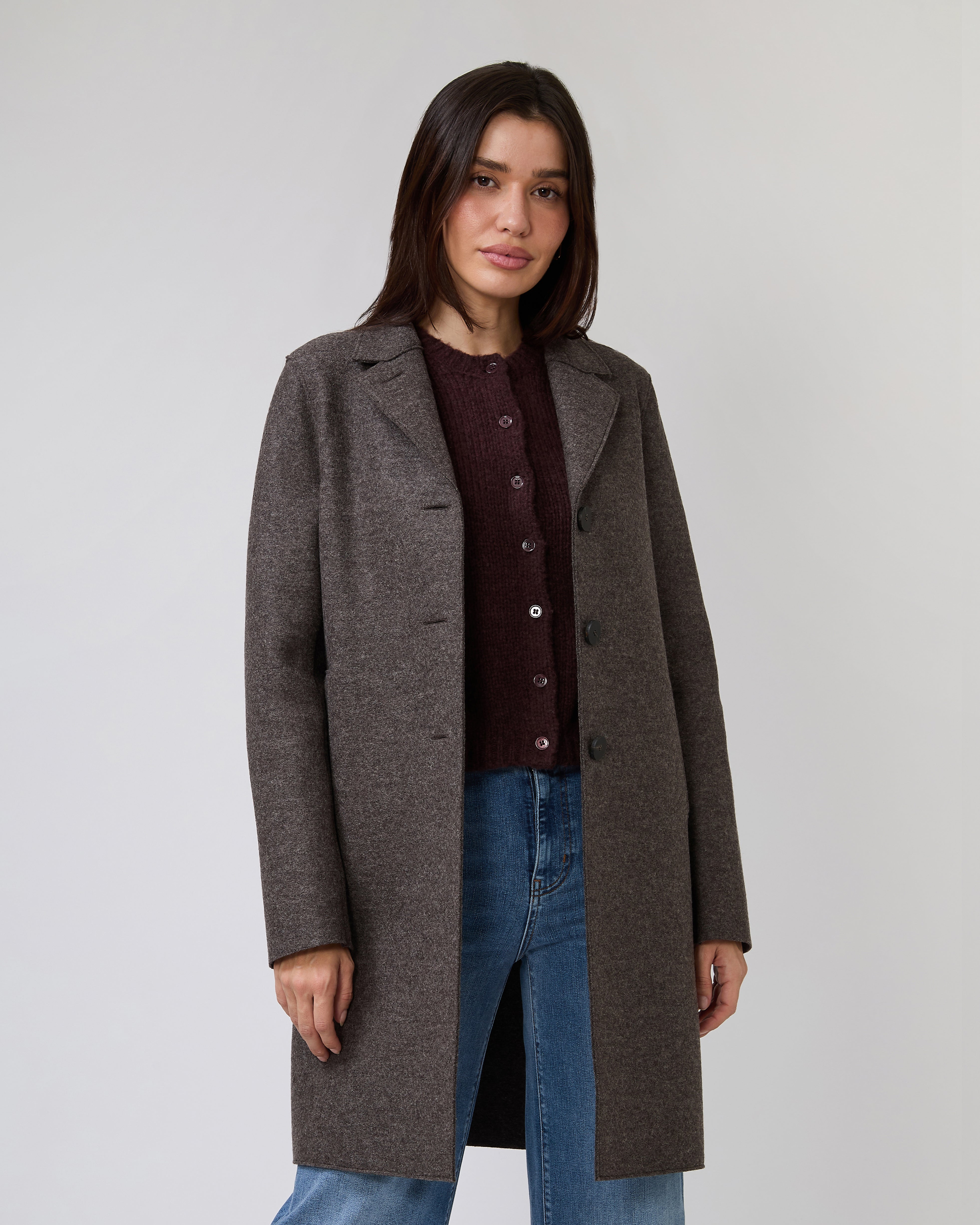 Boxy Coat in Brown Grey
