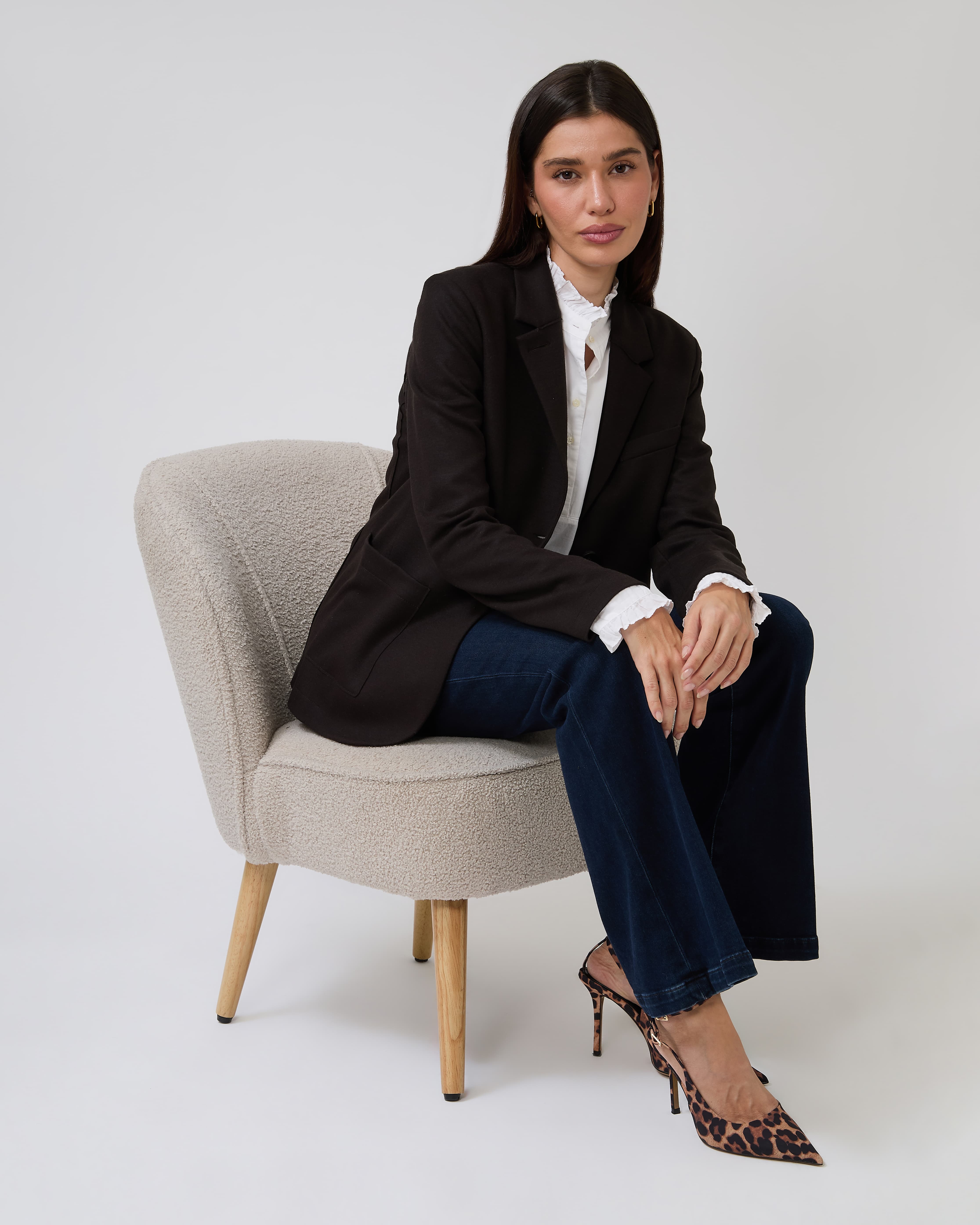 Stand Up Collar Blazer in Dark Brown