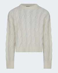 The Serena Crewneck Cable in Ivory