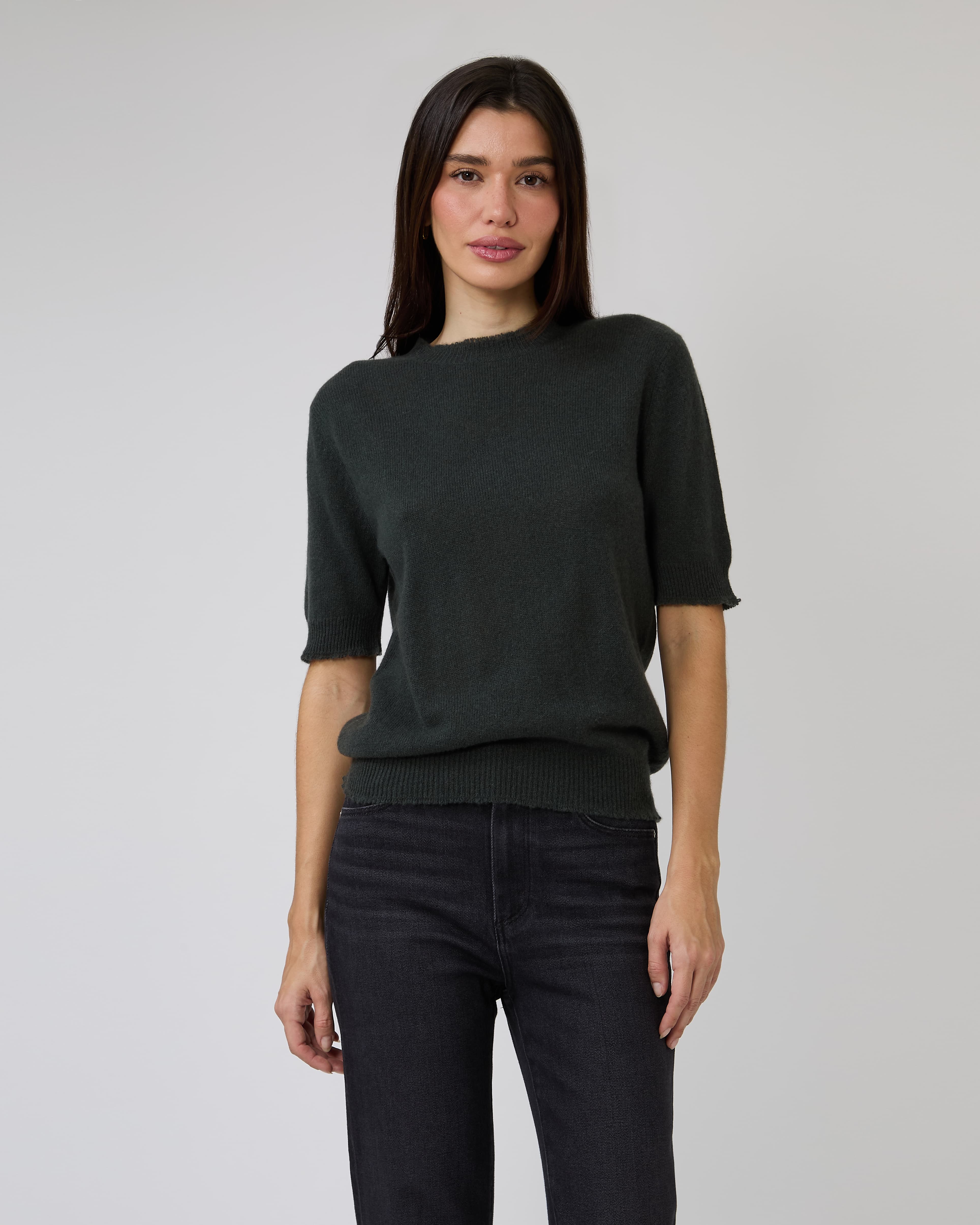 Cashmere Distressed Tee in Breen