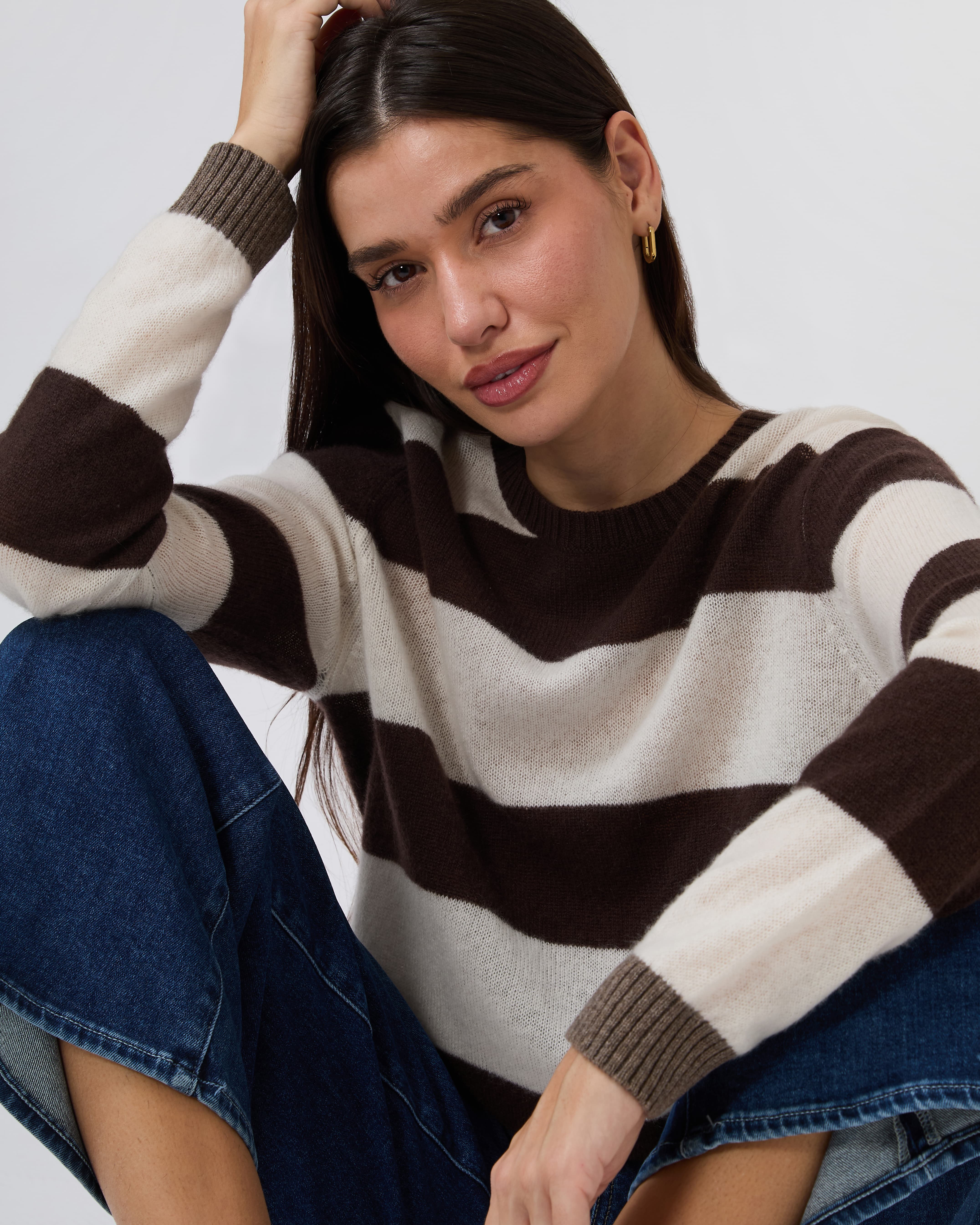 Contrast Stripe Crew in Pluto Mozzarella