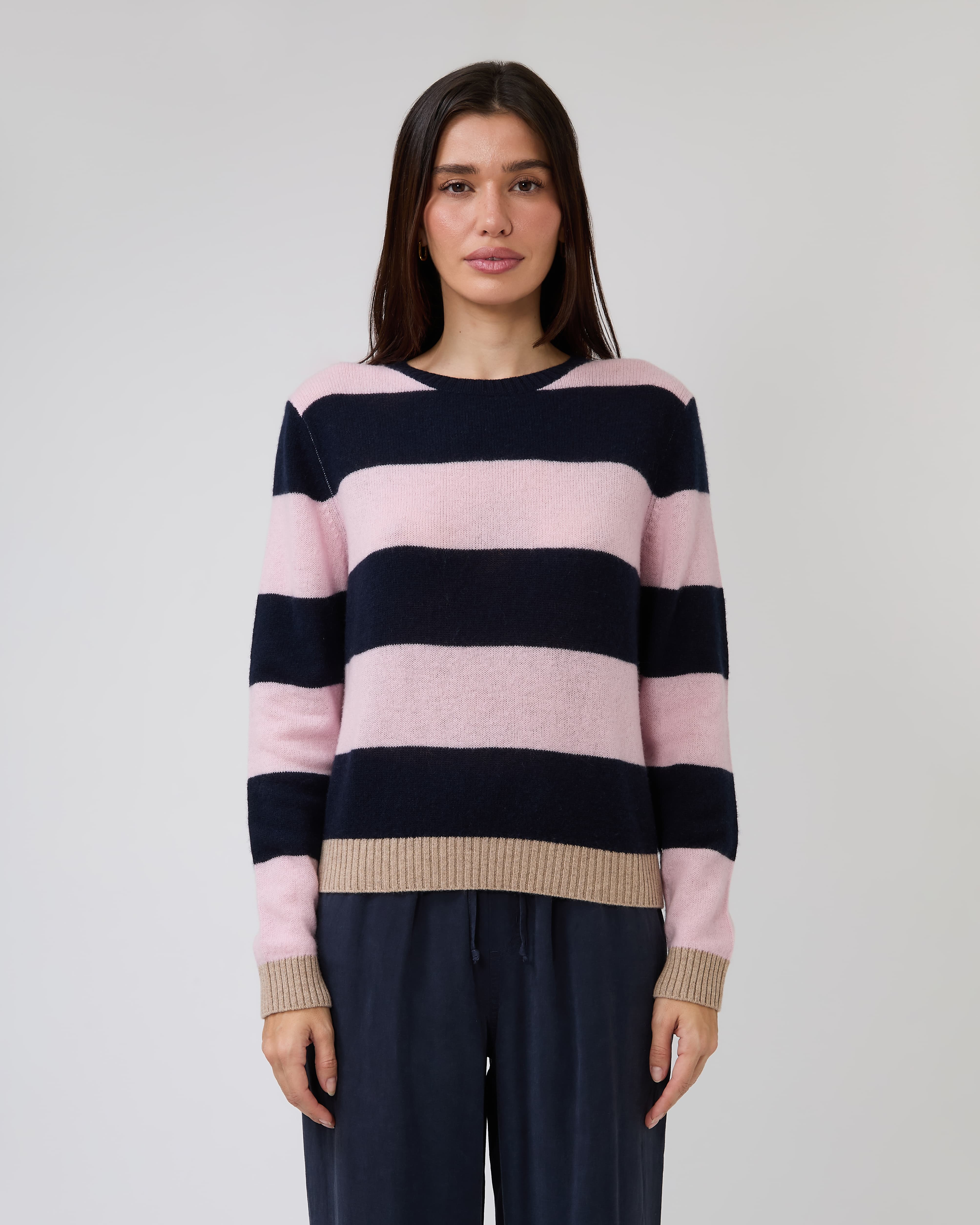 Contrast Stripe Crew in New Navy Blossom