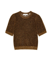 The Lurex Gathered Sweater in Dark Gold