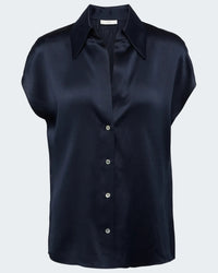 Cap Sleeve Blouse in Coastal Blue
