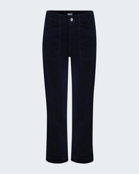 Quincy Ankle Straight Trouser in Navy Cord