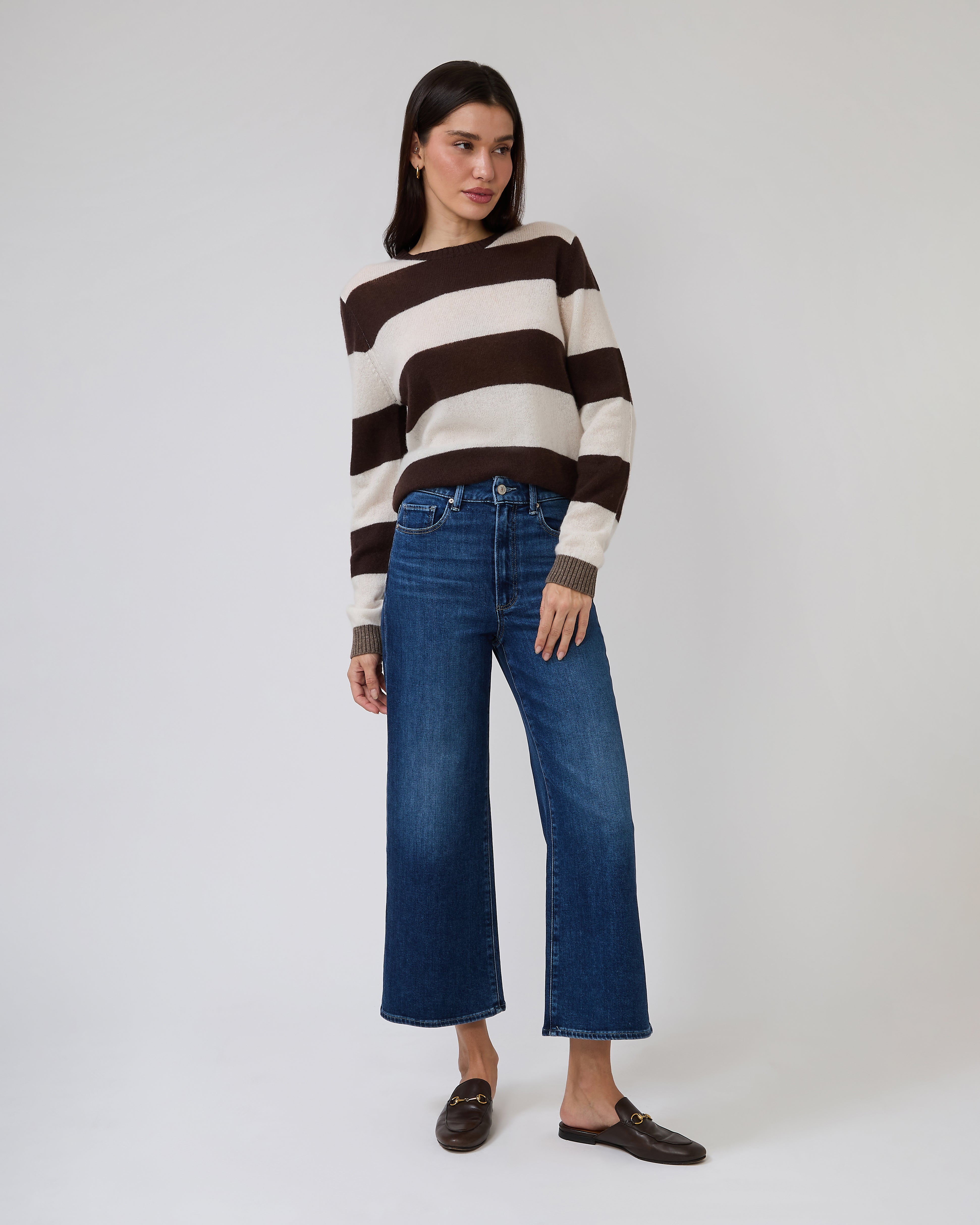 Contrast Stripe Crew in Pluto Mozzarella