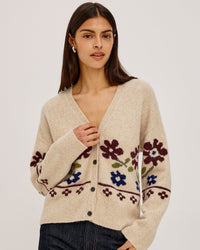 Saffron Cardigan in Oat Floral