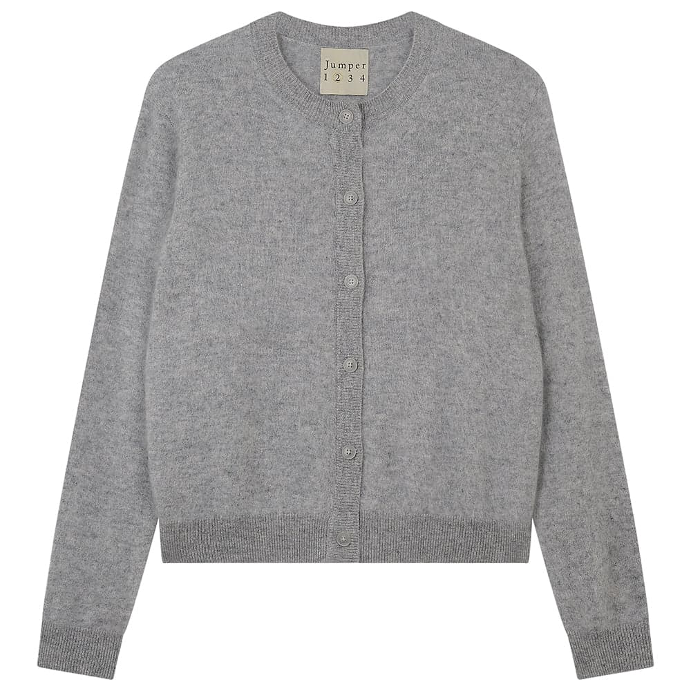 Brushed Cashmere Cardigan in Grey Pearl