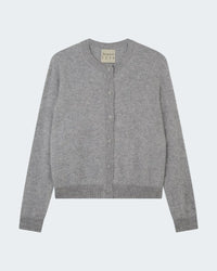 Brushed Cashmere Cardigan in Grey Pearl