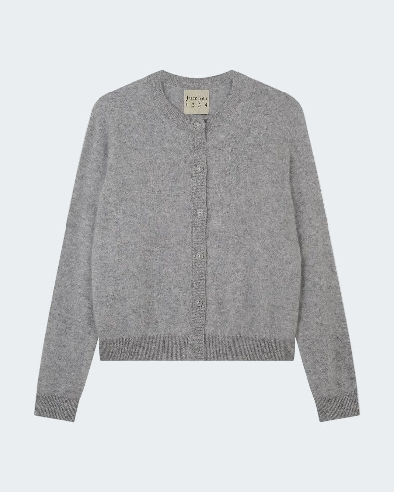 Brushed Cashmere Cardigan in Grey Pearl