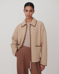 Ruiko Zip Through Fleece in Light Taupe