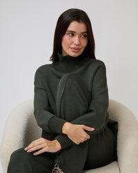 The Wide Leg Pant in Olive Marl