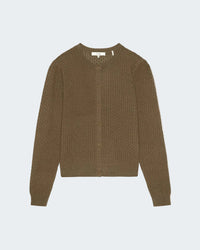Honeycomb Pointelle Cardigan in Olive