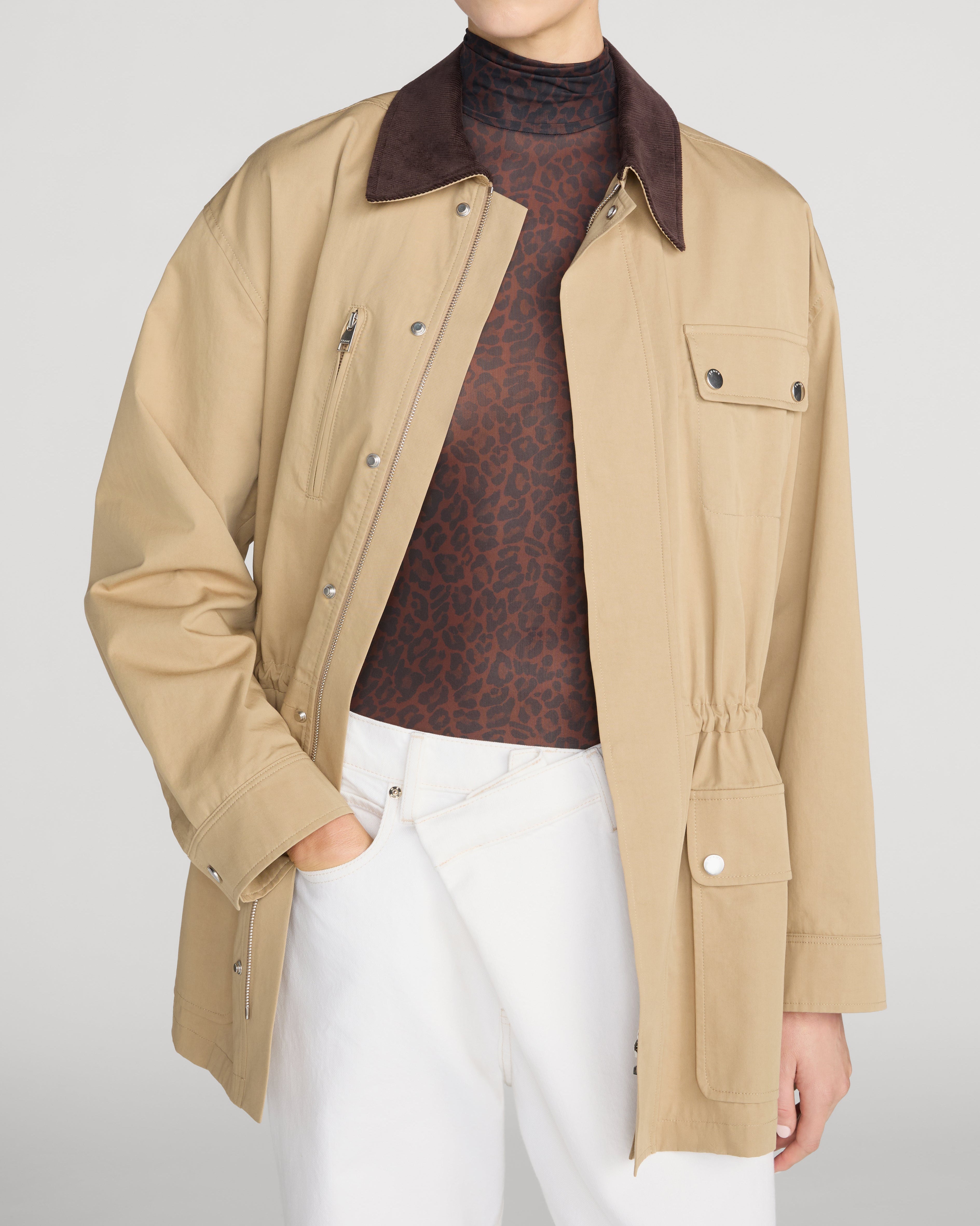 Twill Safari Jacket in Khaki