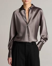 Bias Long Sleeve Blouse in Wolf