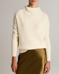 Boiled Funnel Neck Pullover in Off White
