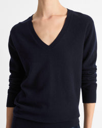 Casual V Neck  Sweater in Coastal Blue