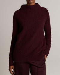 Boiled Funnel Neck Sweater in Blackberry