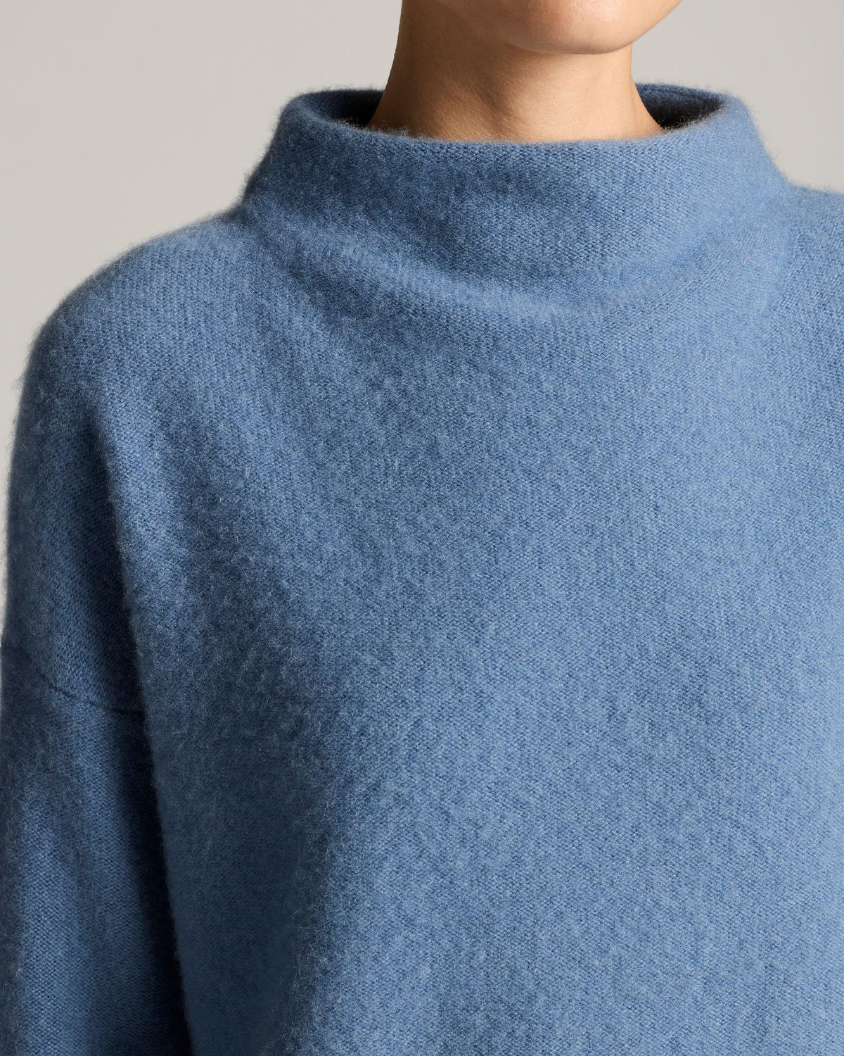 Boiled Funnel Neck Sweater in Blue Slate