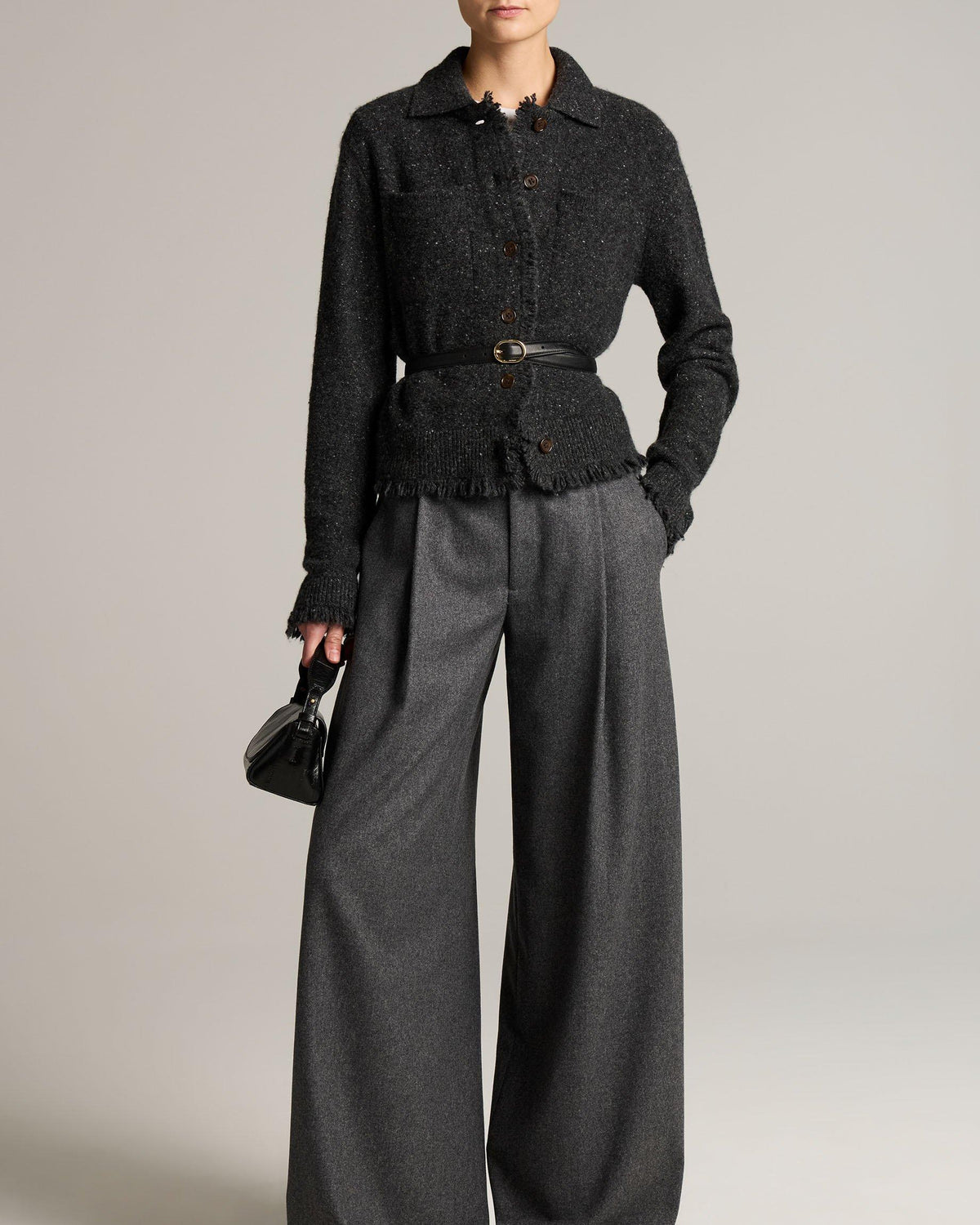 Shrunken Donegal Jacket in Dark Charcoal