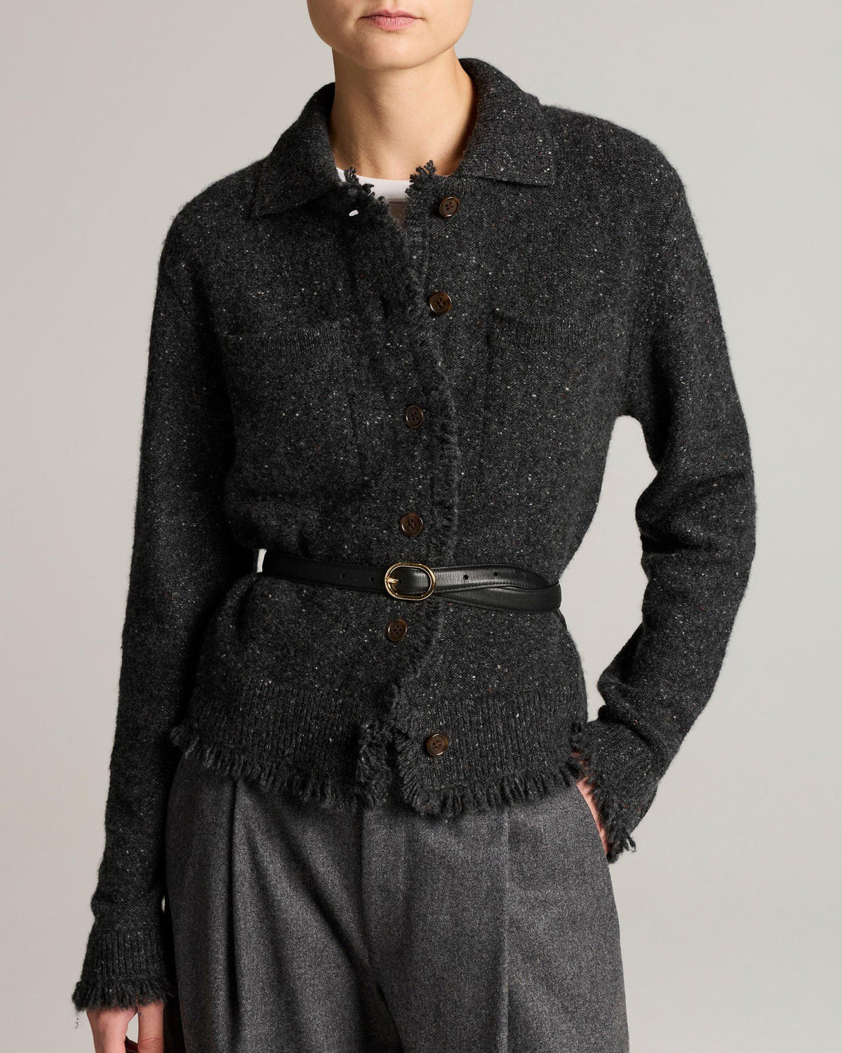 Shrunken Donegal Jacket in Dark Charcoal