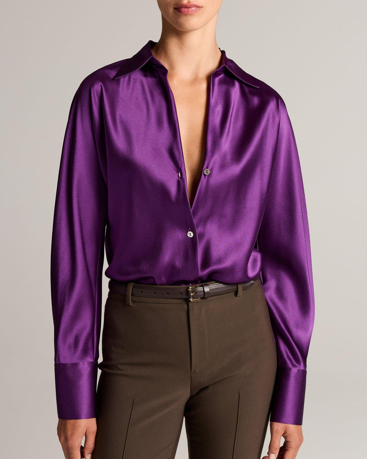 Bias Long Sleeve Blouse in Violette