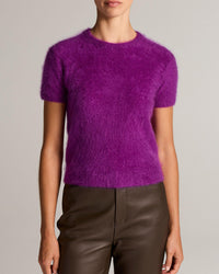 Brushed Short Sleeve Crew Neck in Violette