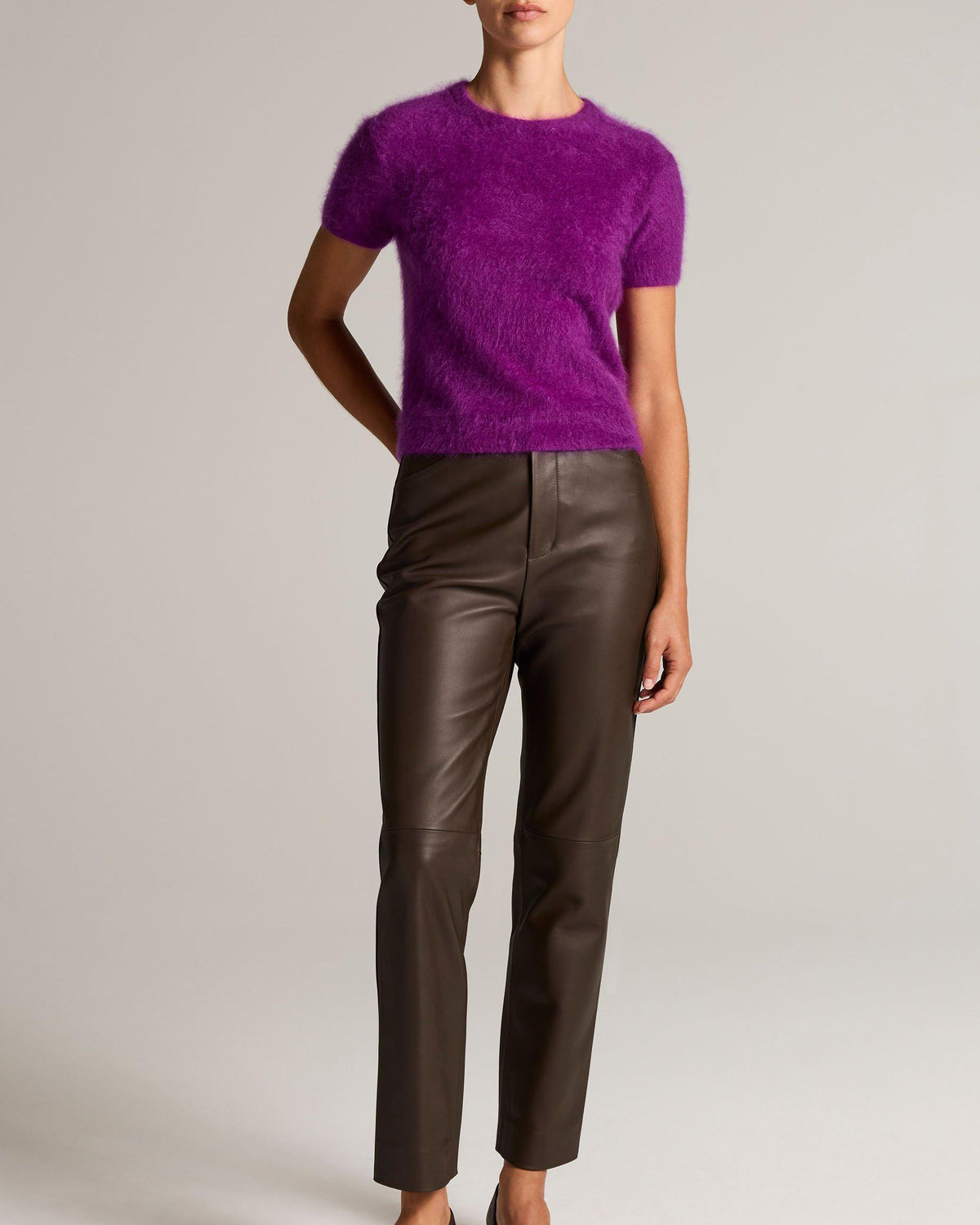 Brushed Short Sleeve Crew Neck in Violette