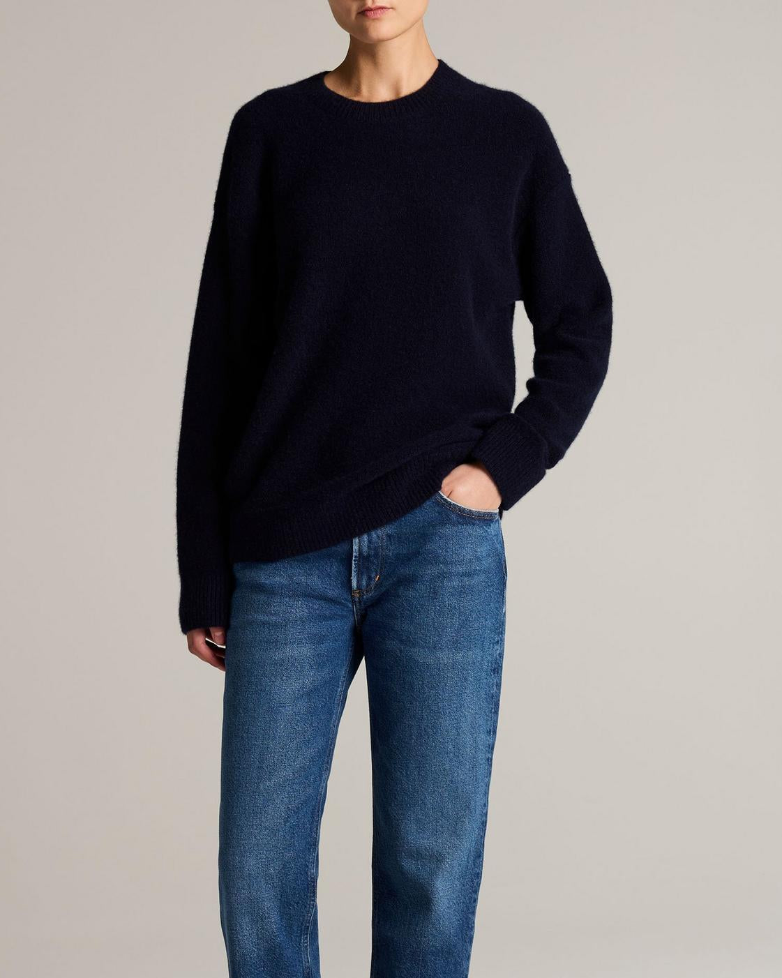 Boiled Cashmere Crew in Midnight