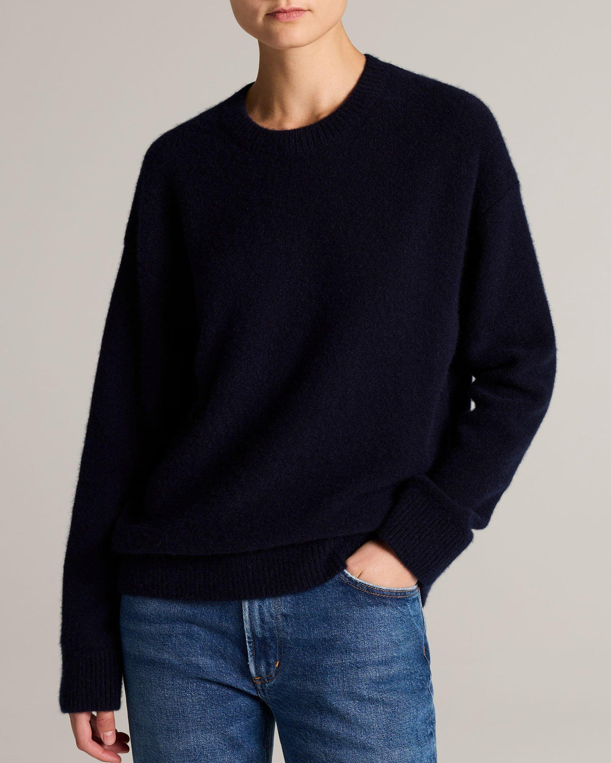 Boiled Cashmere Crew in Midnight