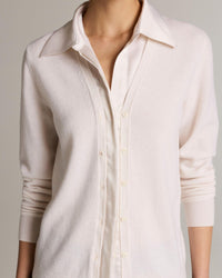 Mixed Media Cardigan in Off White