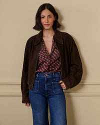 Mimi Suede Jacket in Chocolate Brown