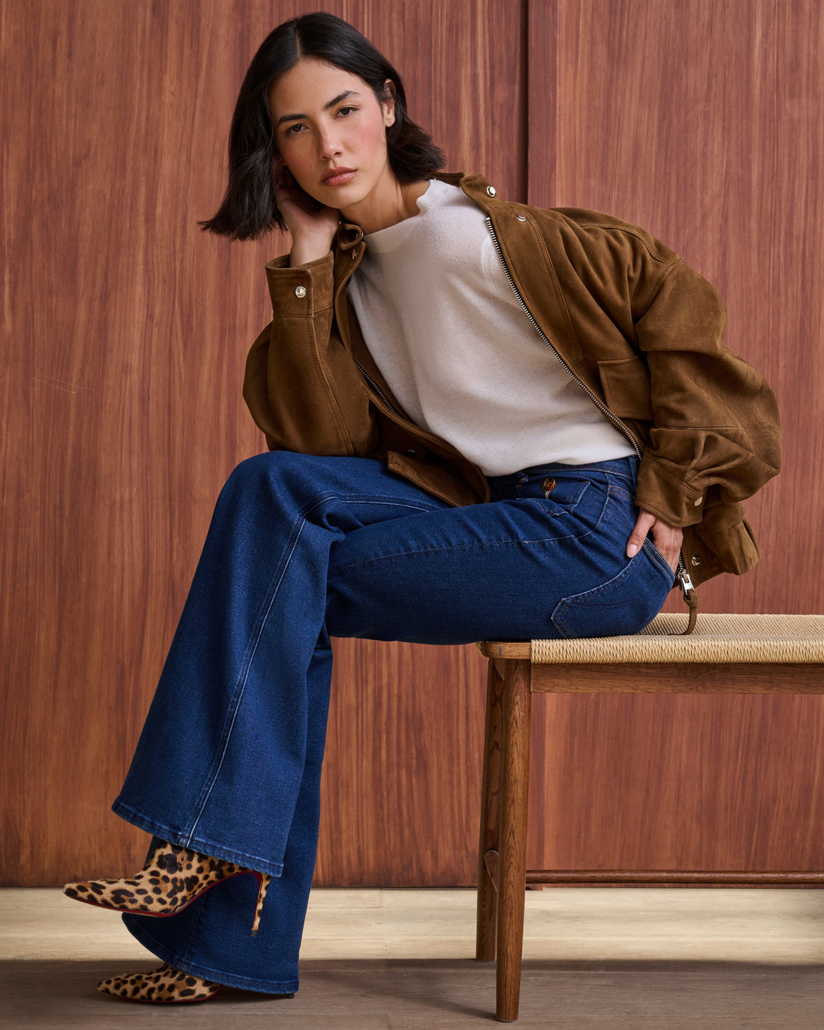 Tunnell Aviator Suede Jacket in Tan