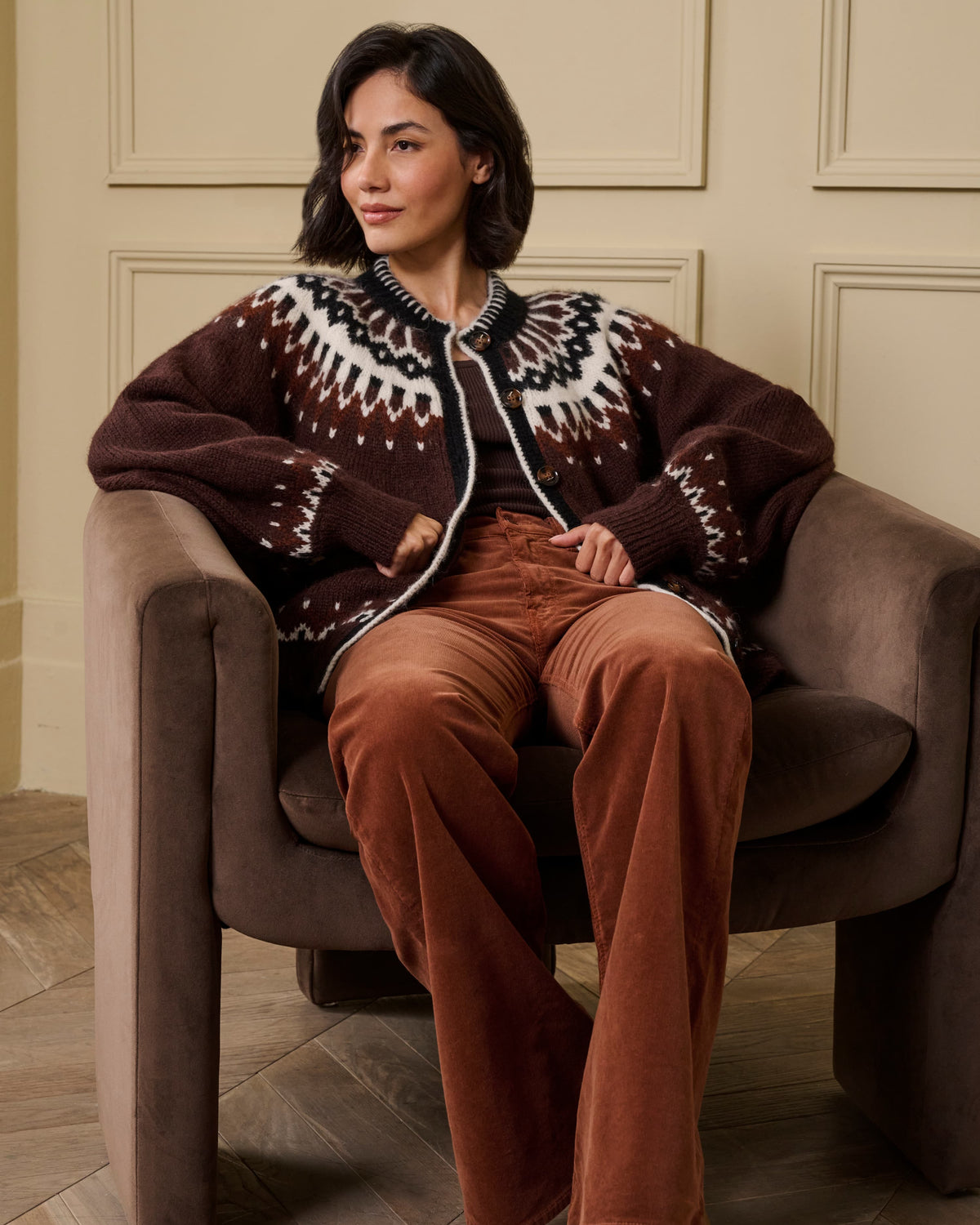 Hue Cardigan in Brun Aberdeen
