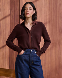 Mixed Media Cardigan in Cherrywood