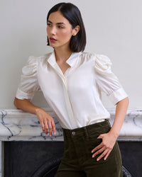 Gillian Top in Off White Silk
