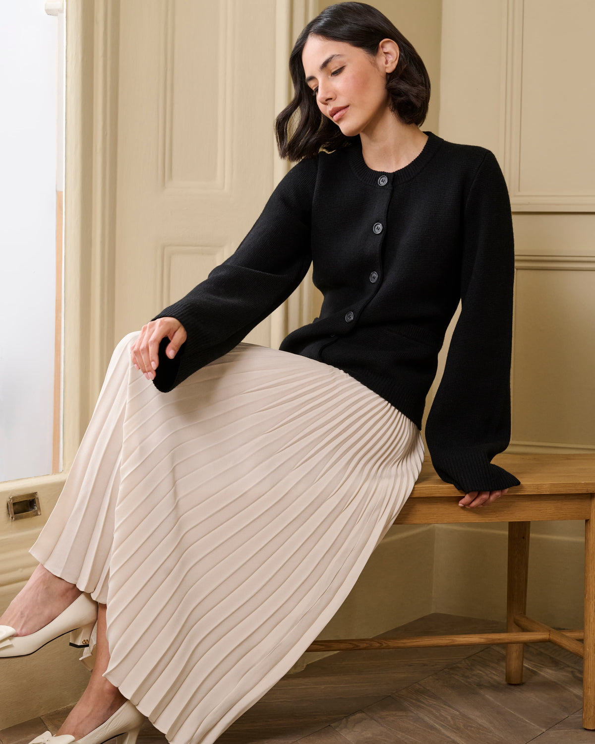 The Pleated Skirt in Ivory