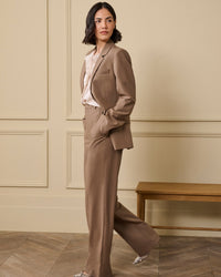 Elsa Fine Wool High Rise Straight Leg Trouser in Canyon