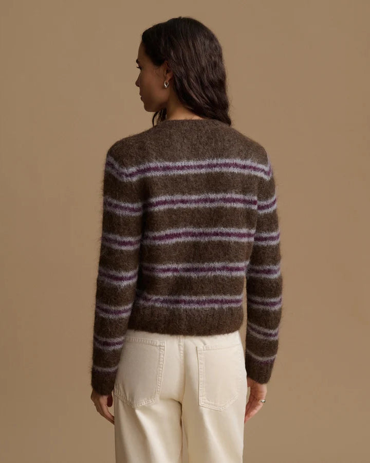 The Timber Cardigan in Bordeaux Stripe