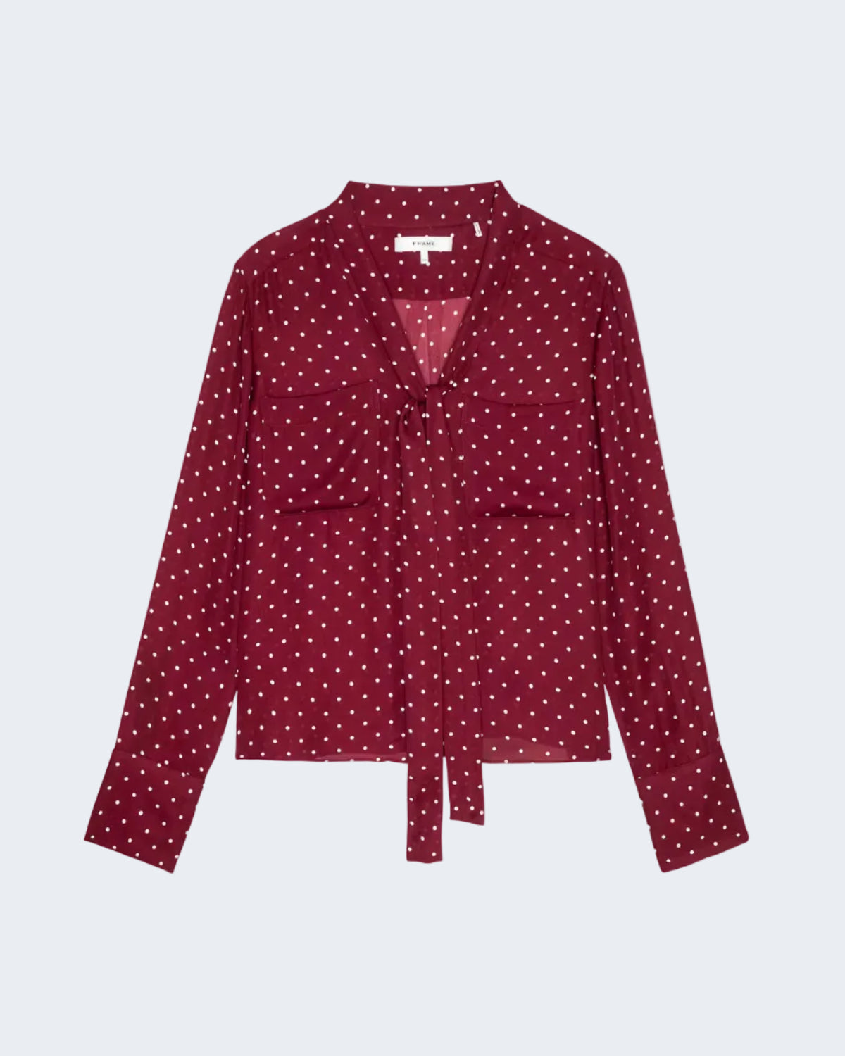 The Modern Tie Blouse in Deep Garnet Polka Dot