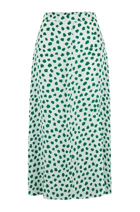 Rixo Kelly Skirt in Green Tulip Spot