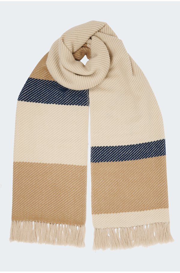 DOUCE GLOIRE MICA SCARF IN CREAM CARAMEL NAVY