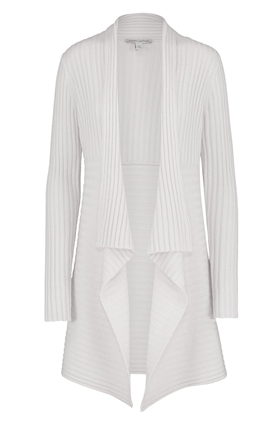 Autumn Cashmere Ribbed Drape Cardigan in Platinum